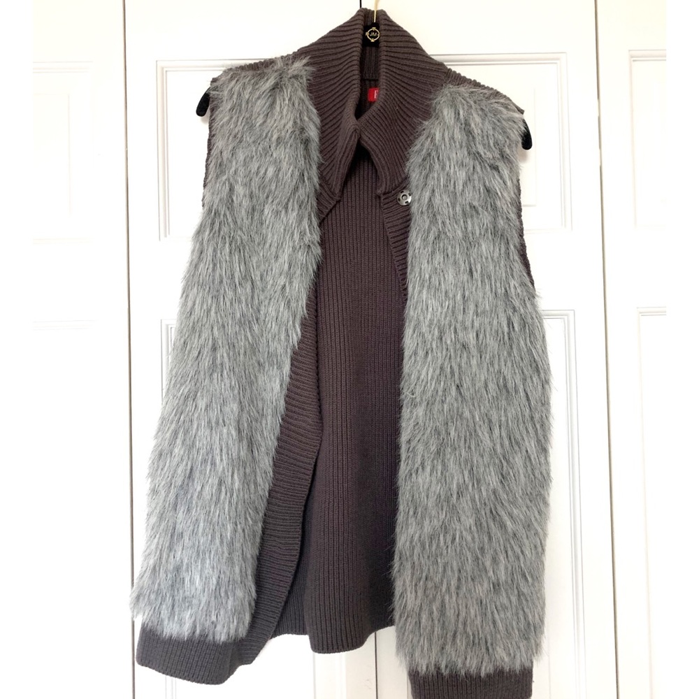 Grey Faux Fur Sweater Vest